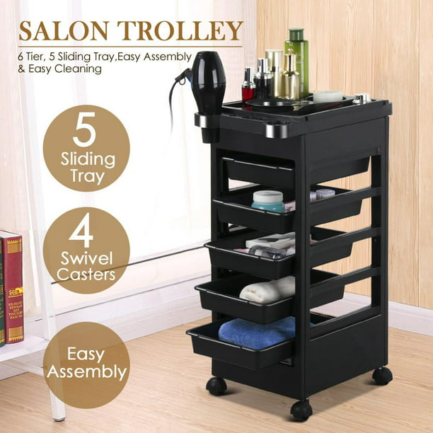 Kitchen Serving Trolley Barber Shop Trolley Hair Salon Dedicated Rack Trolley Trolley Barber Shop Tool Cart Trolley with Wine Rack Color : A 